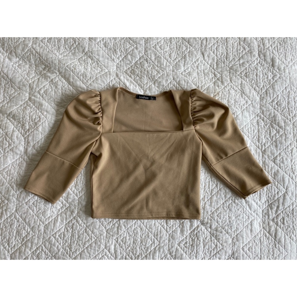 Square Neck Puff Sleeve Crop Top